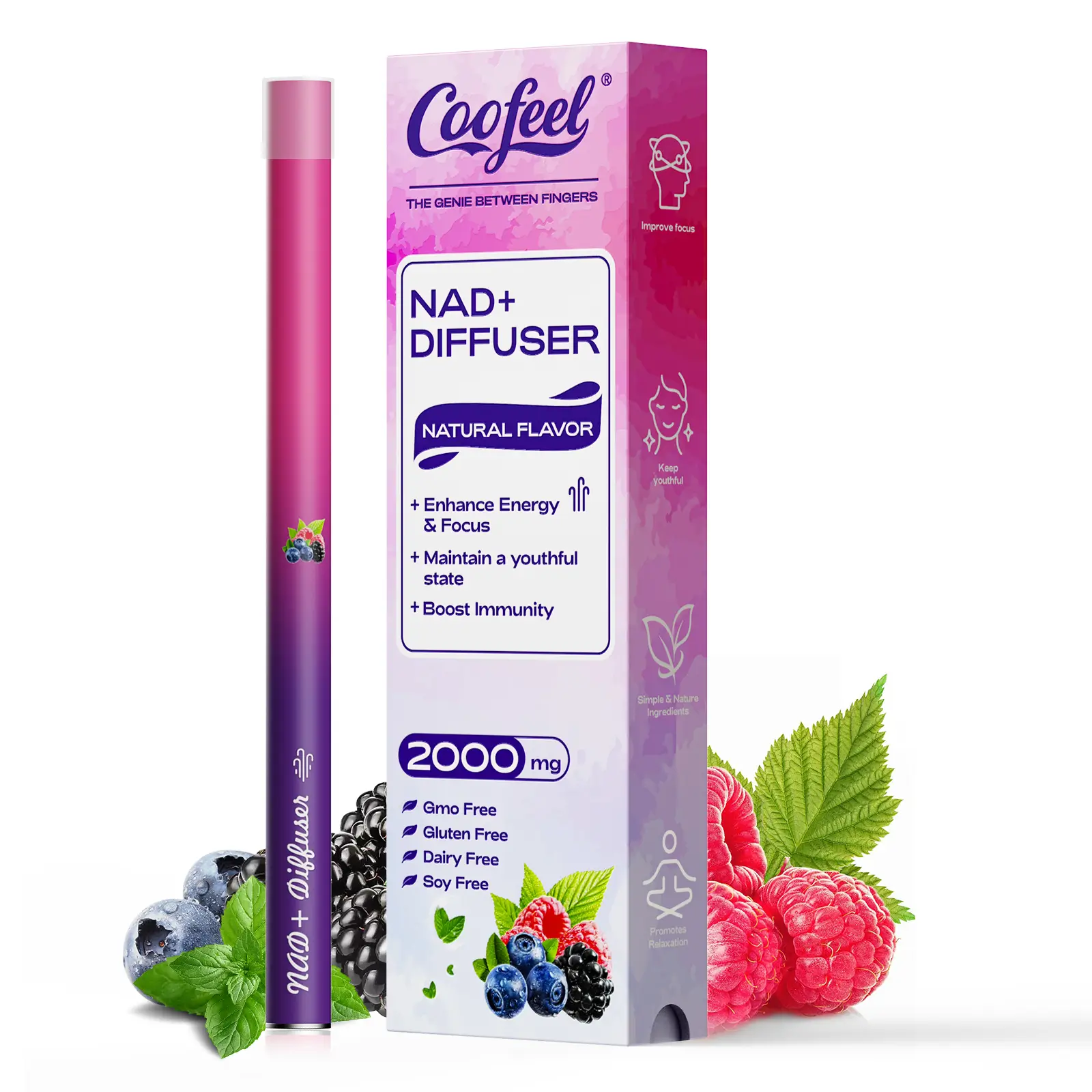 NAD+ Diffuser Pen – Mixed Berry Flavor | Non Nicotine Vape